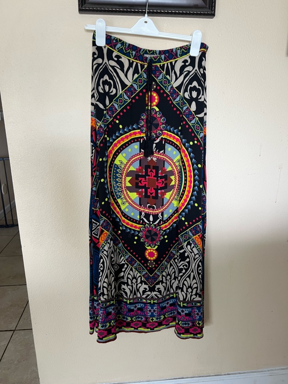 Flying Tomato Black Multicolor Tribal Maxi Skirt